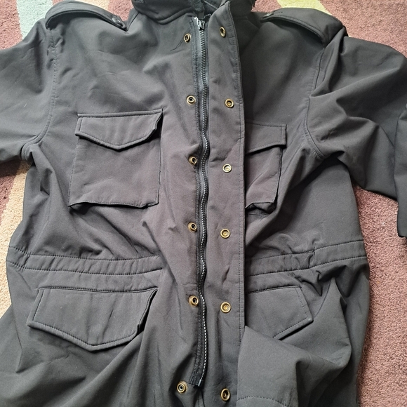 Rothco M-65 Field Jacket Men's Medium Black Fleece Lined Softshell Windbreaker - Picture 5 of 7